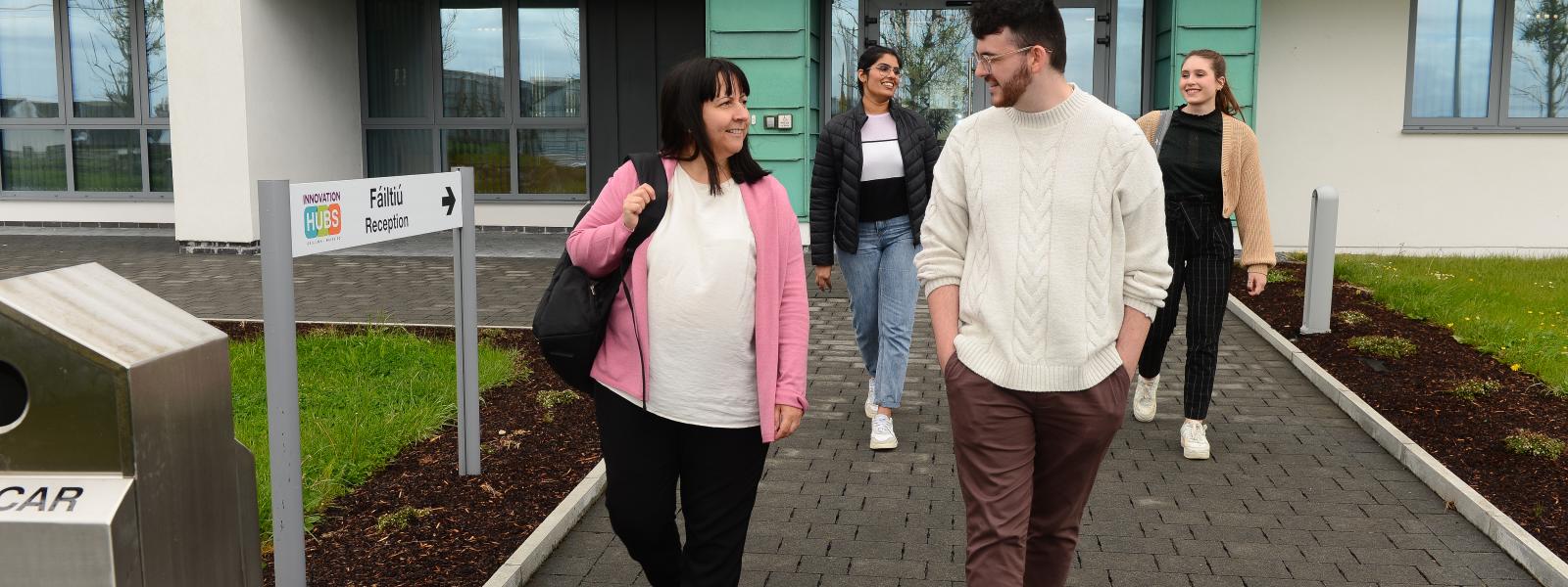 Students outside the Innovation Hub at ATU Galway City