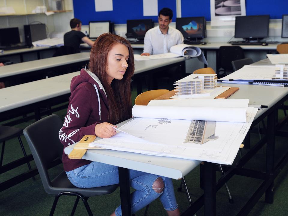 Student in Architectural Technology lab in GMIT Galway campus