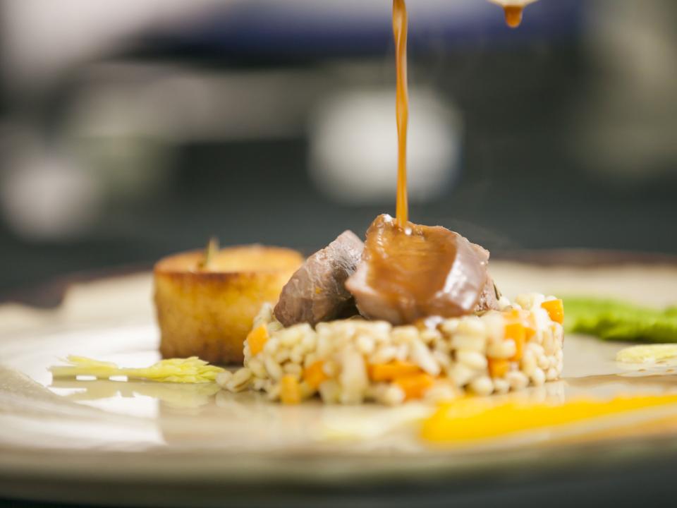 Plate of food in the Connemara Training Restaurant, ATU Galway City campus