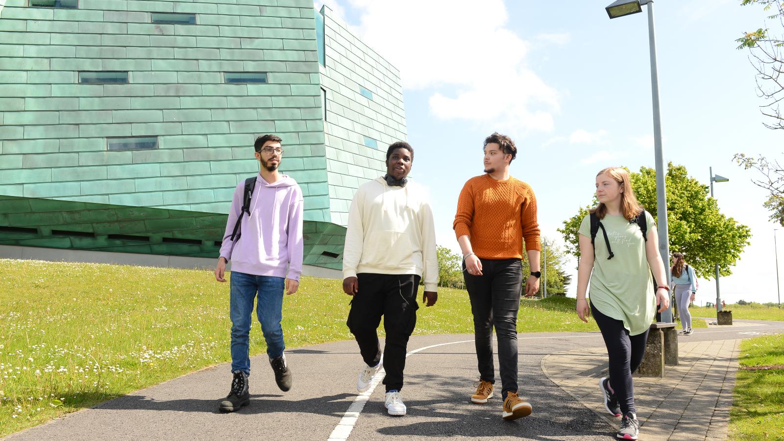 Students walking outside ATU Galway City, Dublin Road campus