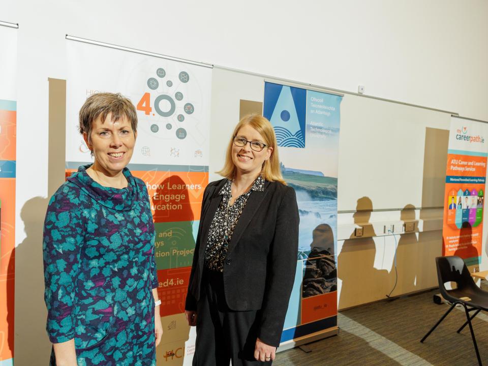 <p>President of Atlantic TU, Dr Orla Flynn with Prof Jacqueline McCormack, Project Lead of Higher Ed 4.0 which was launched this week.</p>
