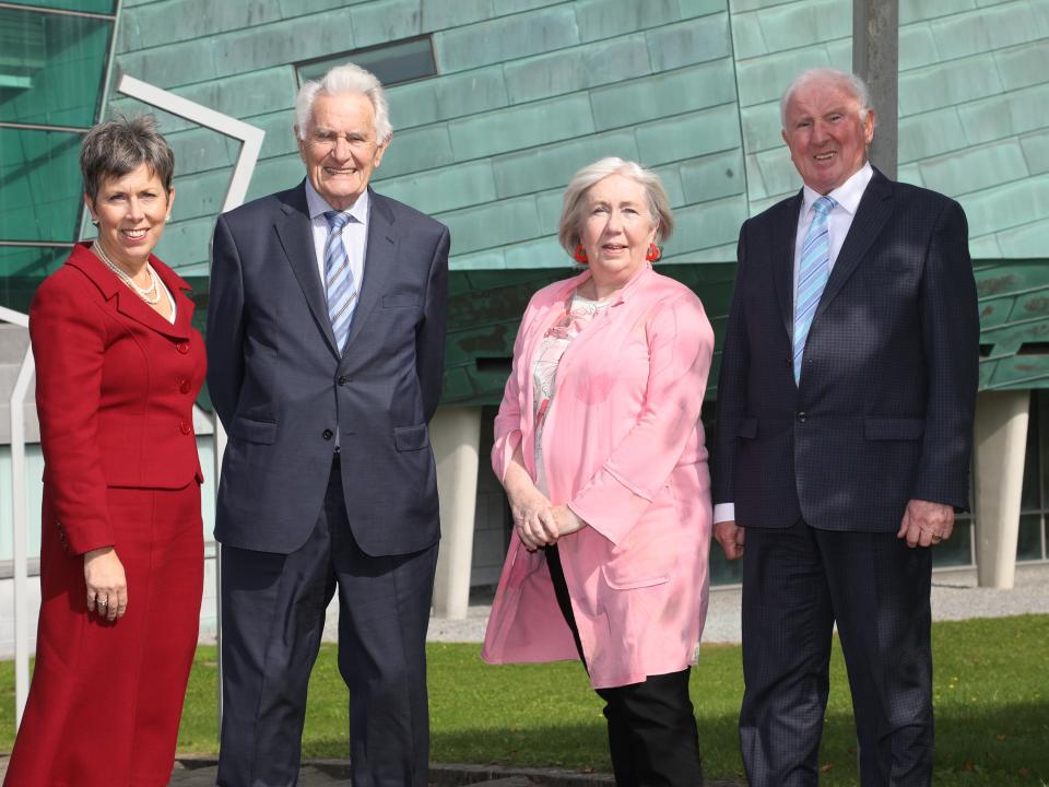 <p>L to R: Dr Orla Flynn, President, Atlantic Technological University; Dr Gay Corr, first Principal of RTC Galway; Marion Coy, past President of GMIT; Bernard O’Hara, former Registrar of GMIT</p>
