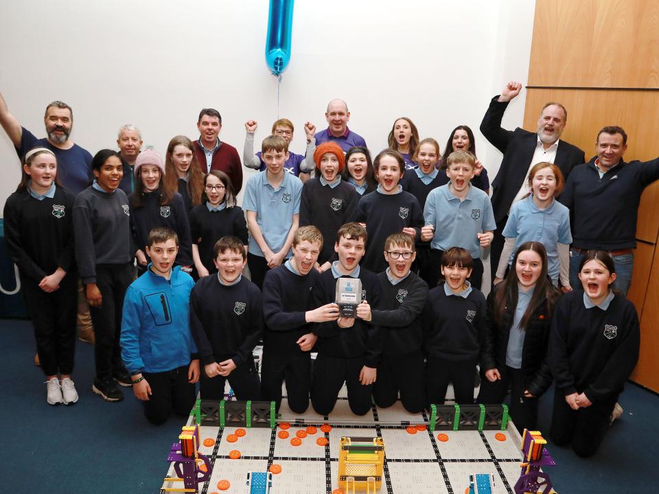 <p>Picture captions: [Photos by Sean Lydon]</p>

<p>Photo: Mountbellew <br />
St Mary’s NS Mountbellew pupils, Excellence and Robot Skills Awards recipients, pictured with ATU Galway-Mayo Head of Engineering Prof Graham Heaslip, ATU Galway-Mayo VEX Coordinator Dr Carine Gachon, Vex National Coordinator David Hodge from MTU, Offaly County Council VEX Coordinator Ray Bell, sponsors Isobel Foye, Colm Mitchell and Gail Quinn from Trane Technologies International – Thermo King, teacher Colin Murray and Principal Michael Kelly on Friday, 13 January 2023 at the VEX 2023 competition.<br />
 </p>
