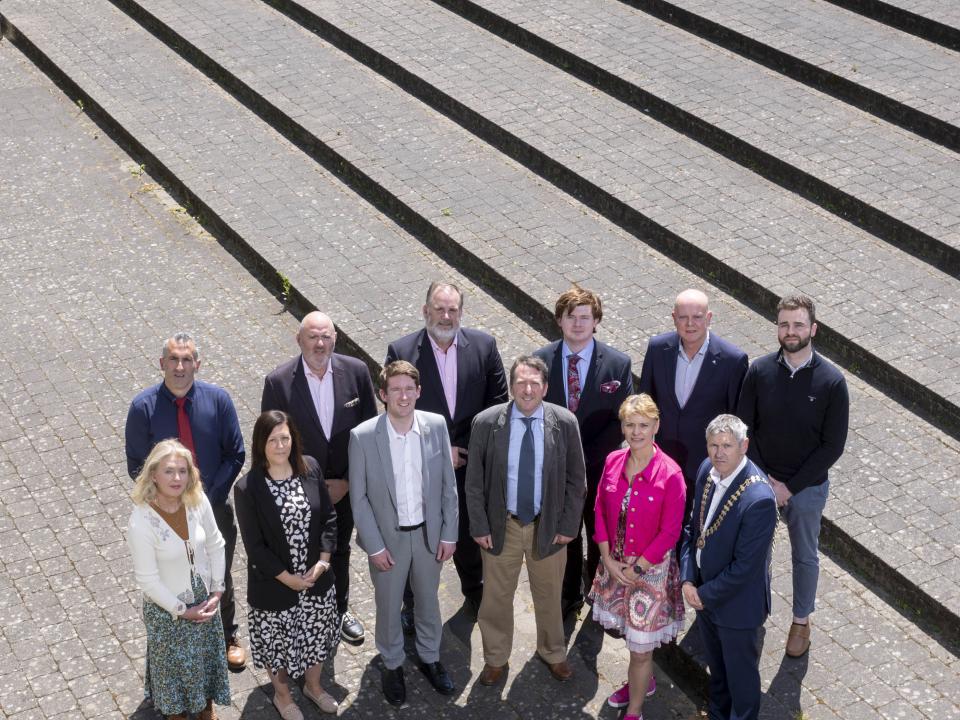 <p>Front row: L to R: Ann O’Connell, Head of Funded Projects in Medtech & Engineering, Ibec; Lisa Preston, ATU Galway B Eng Graduate and Manufacturing Engineer at MSA Safety; Dr Richard Manton, Registrar, Engineers Ireland; Dr Paul O’Dowd, Head of Manufacturing Engineering Apprenticeship in ATU Galway, the Coordinating Academic Partner in the Consortium, Dr Carine Gachon, ATU Galway School of Engineering; Shane Newell, ATU School of Engineering and Chair of Engineers Ireland’s West region. <br />
Back row, L to R: David Mc Moreland, Programme Chair Manufacturing Engineering Apprenticeship, ATU Sligo; Barry Comerford, Advisory Board Member at Freudenberg Medical (formerly Cambus Medical) and Chair of the Consortium; Professor Graham Heaslip, Head of the ATU Galway-Mayo School of Engineering; Darren Fitzgerald, Programme Chair Manufacturing Engineering Apprenticeship, Munster Technological University (MTU), Niall Morris, Head of Department of Mechanical, Biomedical & Manufacturing Engineering, MTU, Darren Carthy, Governance Executive, Engineers Ireland.</p>
